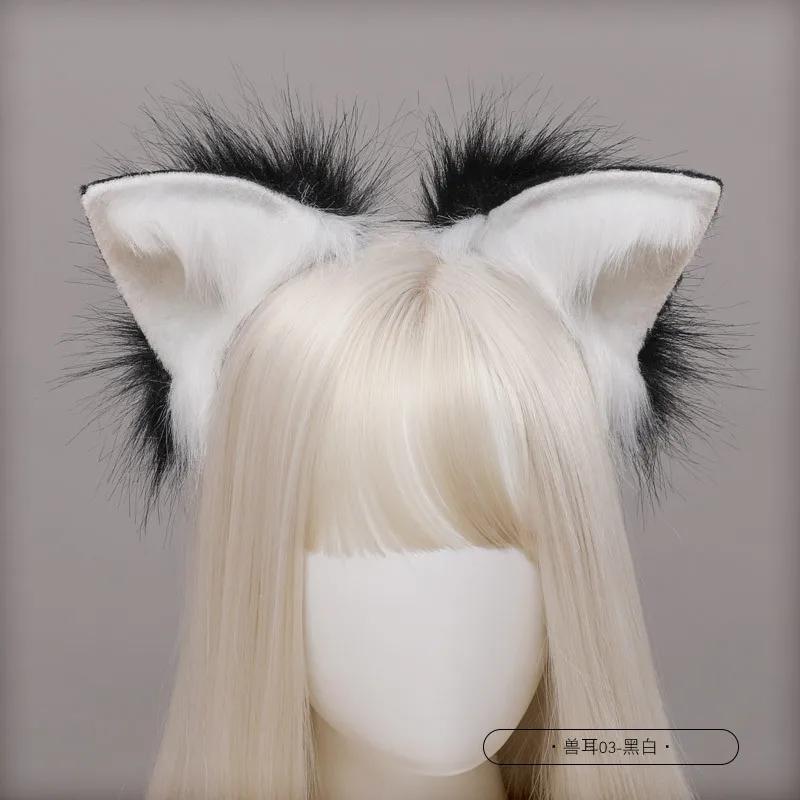 Halloween Red Wolf Fox Cat Ears Plush Hair Hoop Lolita Lovely Handmade Party Headdress Anime Cosplay Party Kawaii Accessories