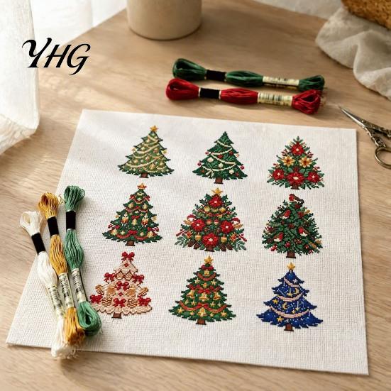 Easy Embroidery Kits with Instructions Christmas Cross Stitch Kit, Winter Holiday DIY Xmas Kit Tree Craft for Adults, Home Decor Supplies Beginners