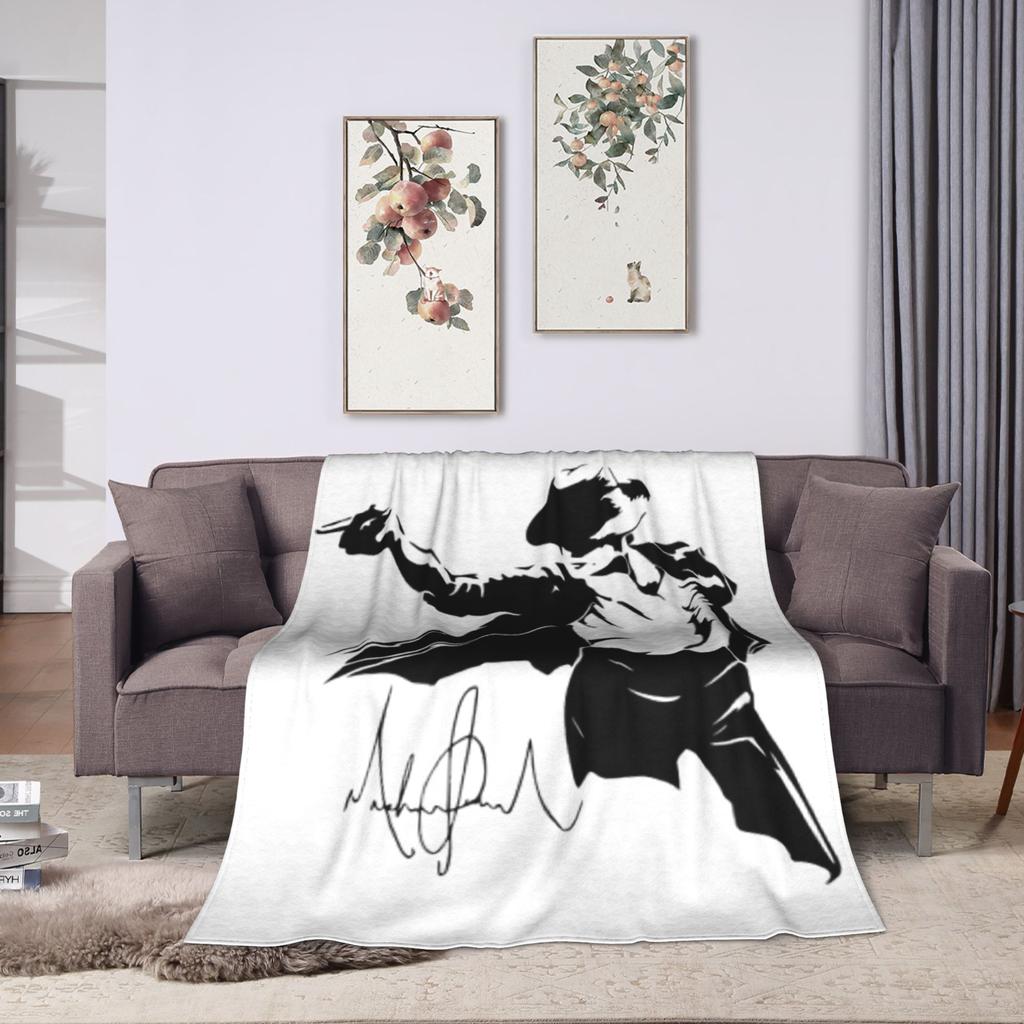 Retro Michael Jackson Blankets Flannel Print Portable Ultra-Soft Throw Blankets for Bed Car Bedspread