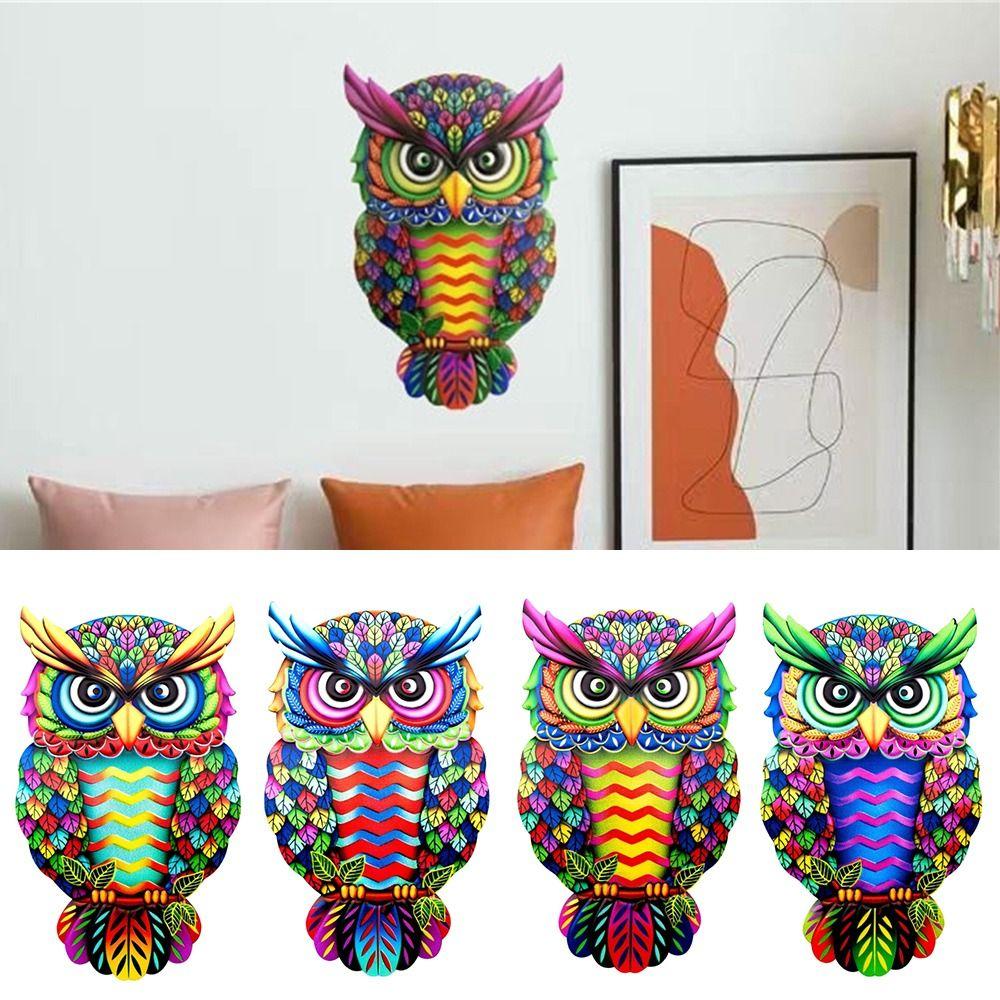 

Rust-proof Owl Statue Metal Colorful Owl Sculpture Wall Art Garden