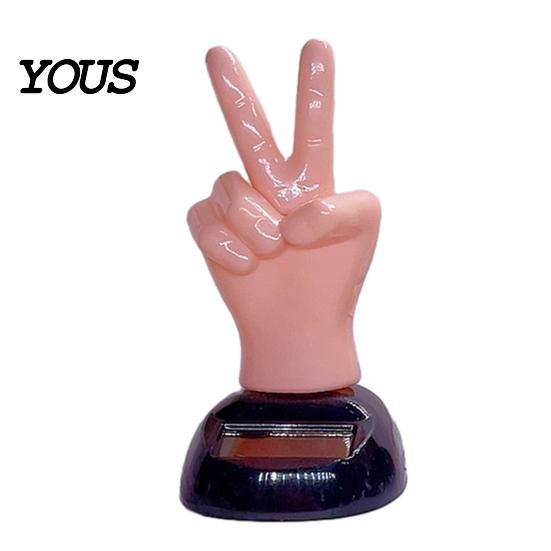 Healing Atmosphere Car Decor Solar Powered Finger Shaking Decor, Creative Dashboard Ornament, Ornament Swinging Figurine for Desk Office, Cute