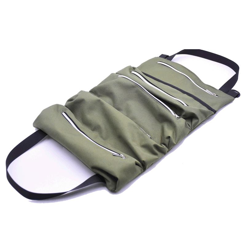 Multi-Purpose Canvas Roll for Tool Bag Car First Aid Kit Wrap Roll Storage Case Hanging Tool Zipper Carrier Tote Car CampingGear