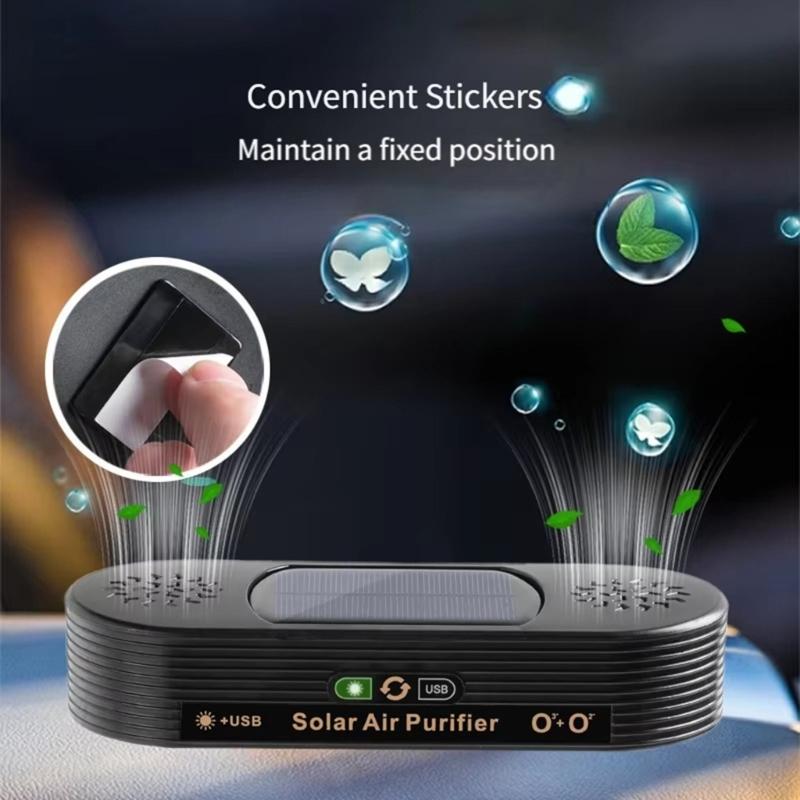 Solar Powered/USB Air Purifiers For Purifying Car Interior Air Removing Smokes Odor And Formaldehyde Quiet for Office