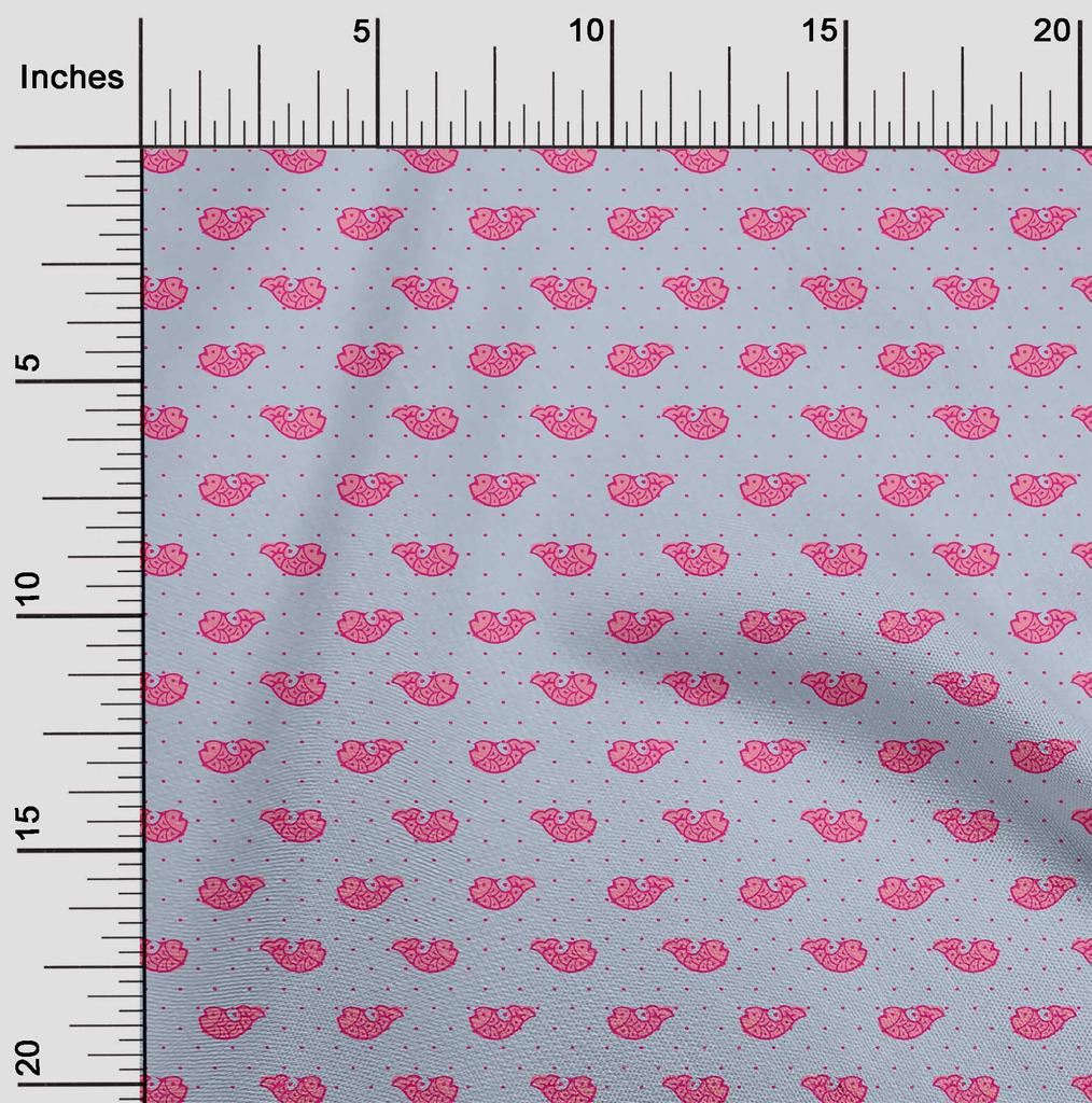 oneOone Cotton Flex Fabric Fish Block Printed Craft Fabric BTY 40 Inch Wide