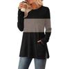Womens Sweaters Crewneck Long Sleeve Shirts With Pockets Fall Outfits Fashion Winter Clothing Side Slit