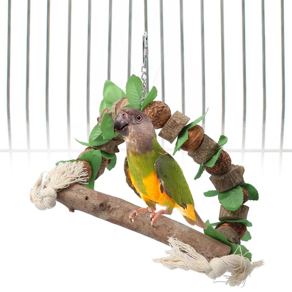 Vogelschaukel Holz Papageien Kauspielzeug Beißspielzeug Kletterspielzeug Hängendes Spielzeug Haustierkäfig Zubehör
