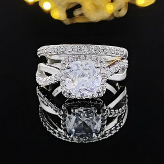 Three-in-One Luxury Women's Wedding Ring Set - European and American Style