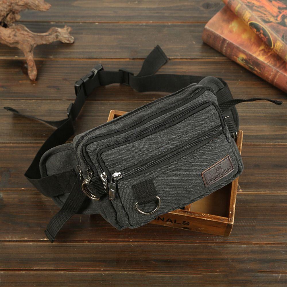 Multi-Function Multilayer Waist Packs Large Capacity Fanny Pack Casual Canvas Chest Bag  Unisex