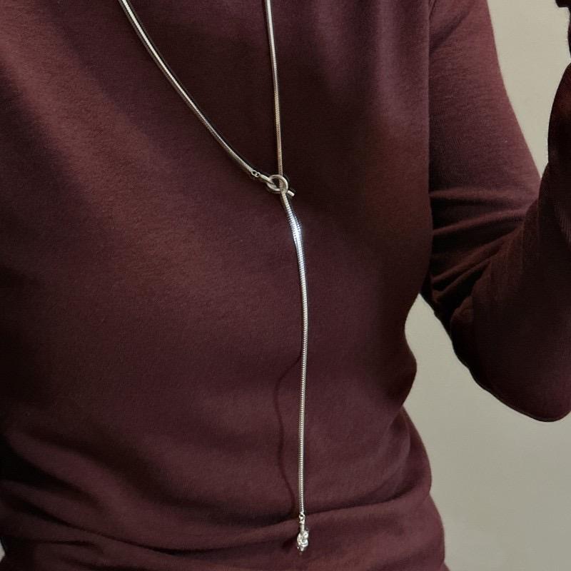 Srebrny Naszyjnik S925 Damski Prosty Łańcuszek Minimalistyczny Długi Wisiorek z Frędzlami Modna Biżuteria Prezent Urodzinowy