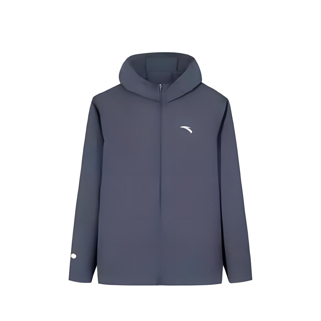 Anta Training Series Solid Color Zip-Up Hooded Versatile Casual Breathable Quick-Dry UV Protection Sun Protection Jacket Men Jackets Gray 952527706-7