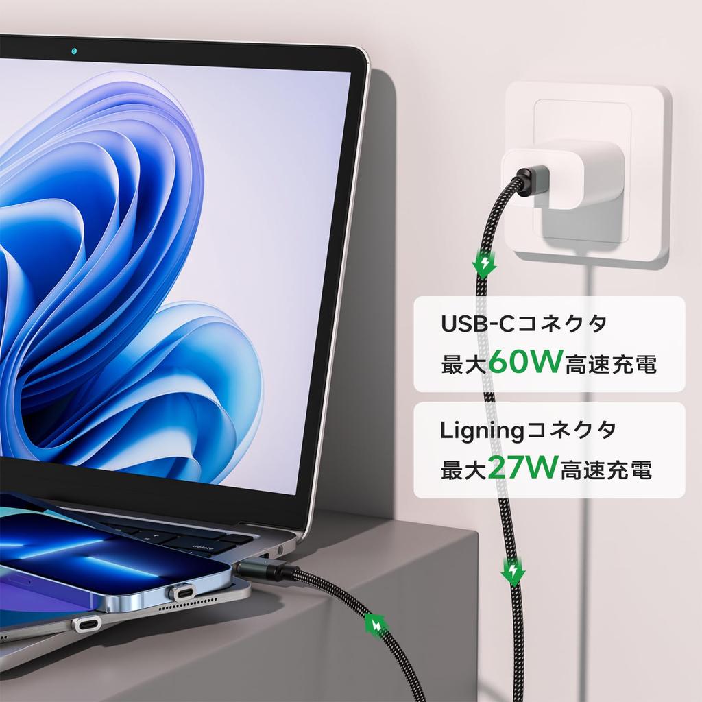 Magnetisches Ladekabel für iPhone 16 iProduct PD 3A Schnell Daten LED Strom Kompatibel mit iPhone MacBook und Telefonen [2er-Pack 1,2m + 2m] TYPE-C/TYPE-L