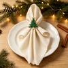 Christmas Party Decor Tree Napkin Ring Alloy Green Holder Tableware Accessories for Reusable Holiday Ring Festive Dining Table Rings Family Dinner