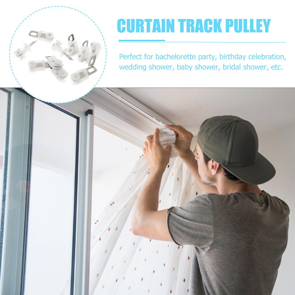 50 Pcs Stainless Steel Heavy Duty Silent Curtain Track Roller With Hooks Strong Wheel Carrier For Decorative Accessories
