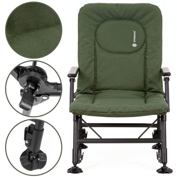 Springos Folding Chair – Camping, Fishing, Beach, 5 Positions, Up To 140 Kg with Table