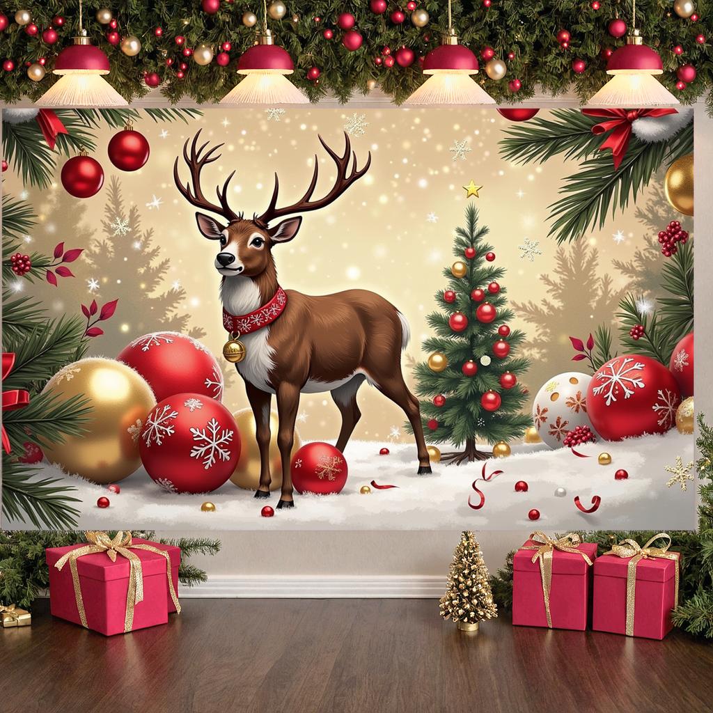 Christmas Ornament Red Ornaments Christmas Banner Reindeer Banner Reindeer Design Christmas Decor For Festive Display New Year