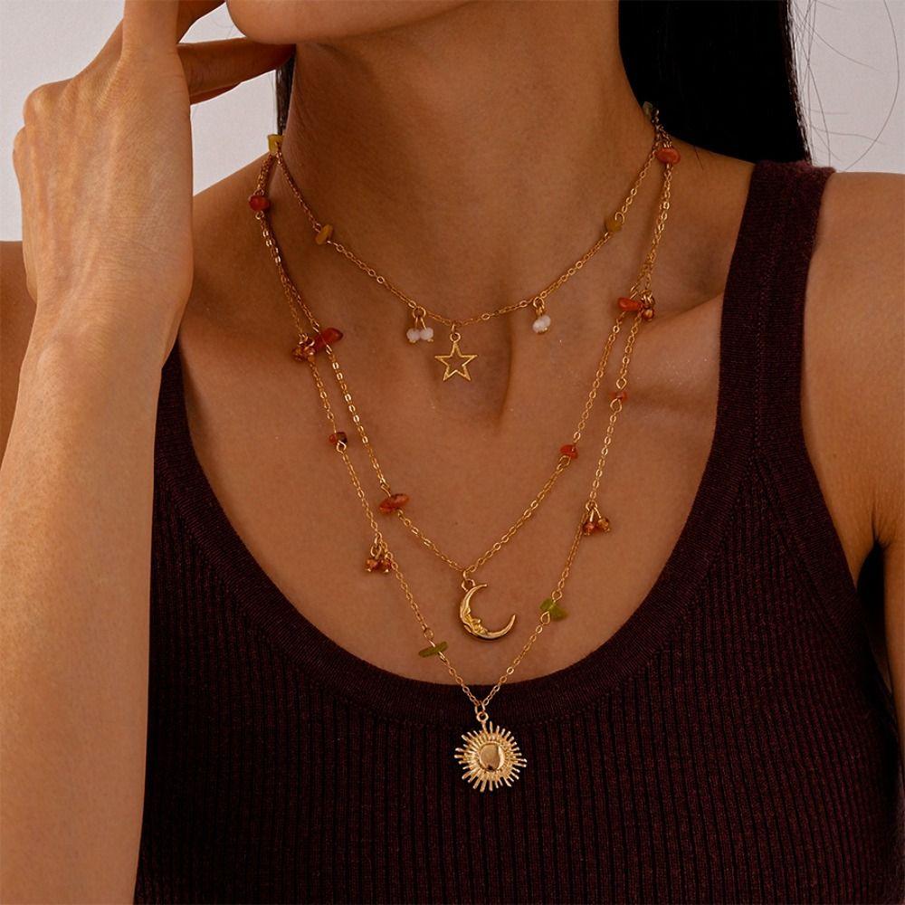 Pendant Clavicle Chain Women Bead Bowknot Clavicle Necklace Fashion Y2K Multilayer Necklace  Ladies