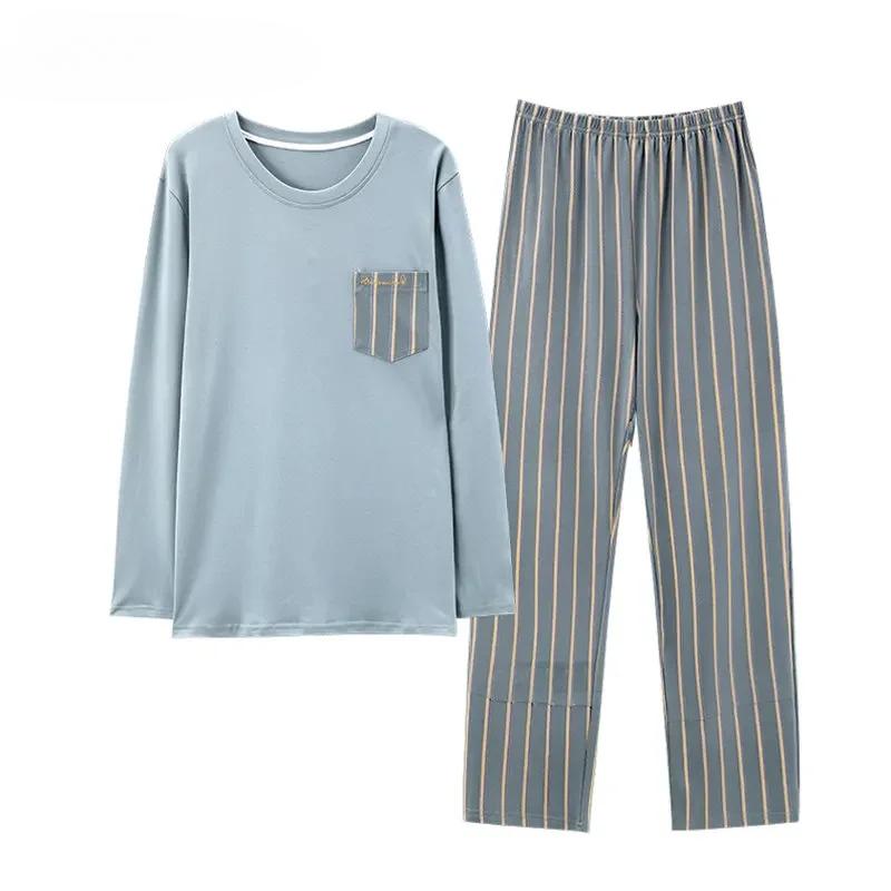 

Осенне-зимние мужские домашние костюмы, брюки с длинными рукавами, пижамы для мужчин, трикотажные хлопковые пижамы в клетку XXXXL