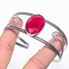 Ruby(Simulated) Gemstone 925 Sterling Silver Cuff Bangle Adjustable M1Z02