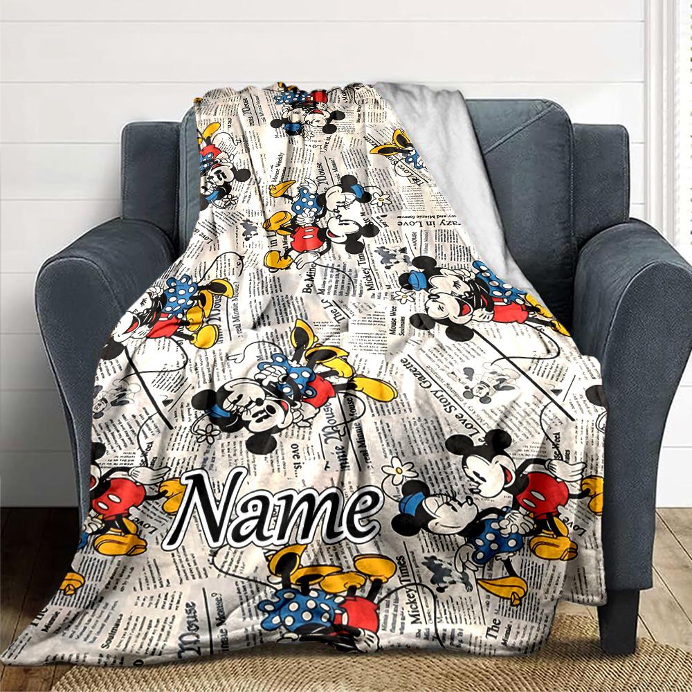 Custom Name Mickey Friends Adventure Blanket for Couch & Bed, Plush Cozy Fuzzy Blanket Super Soft & Warm Blankets for Fall and Winter. 090827