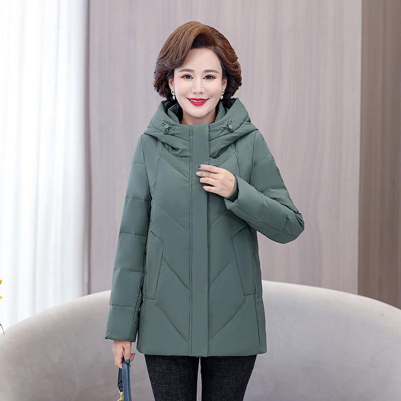 

Пуховик женский средней длины зимний новый для мам среднего и пожилого возраста утолщенное пальто с капюшоном 5XL