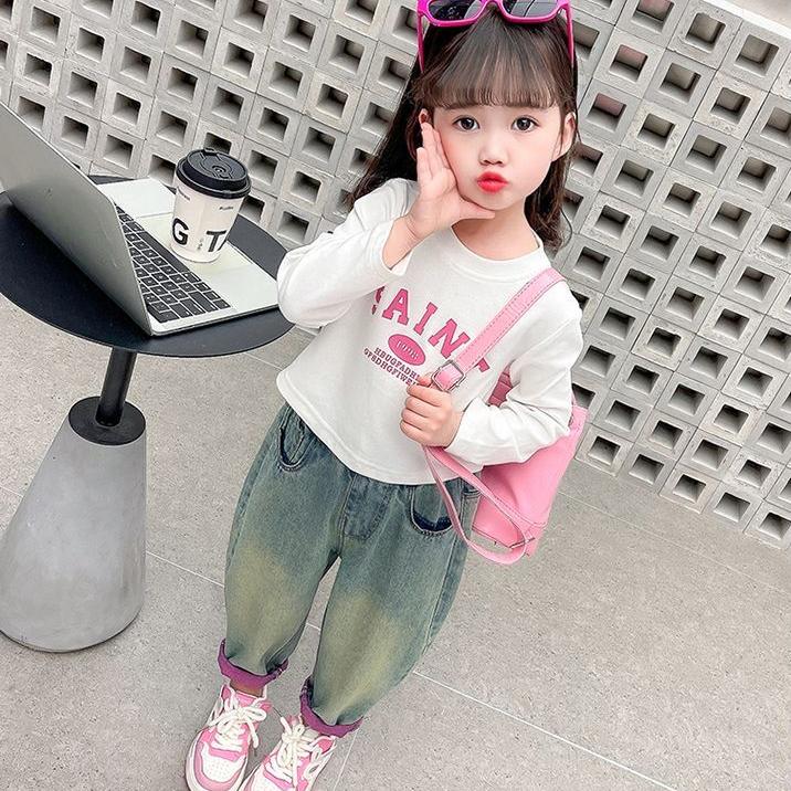 Girls' Pants Spring and Autumn Children's Jeans Versatile Pants Stylish Baby