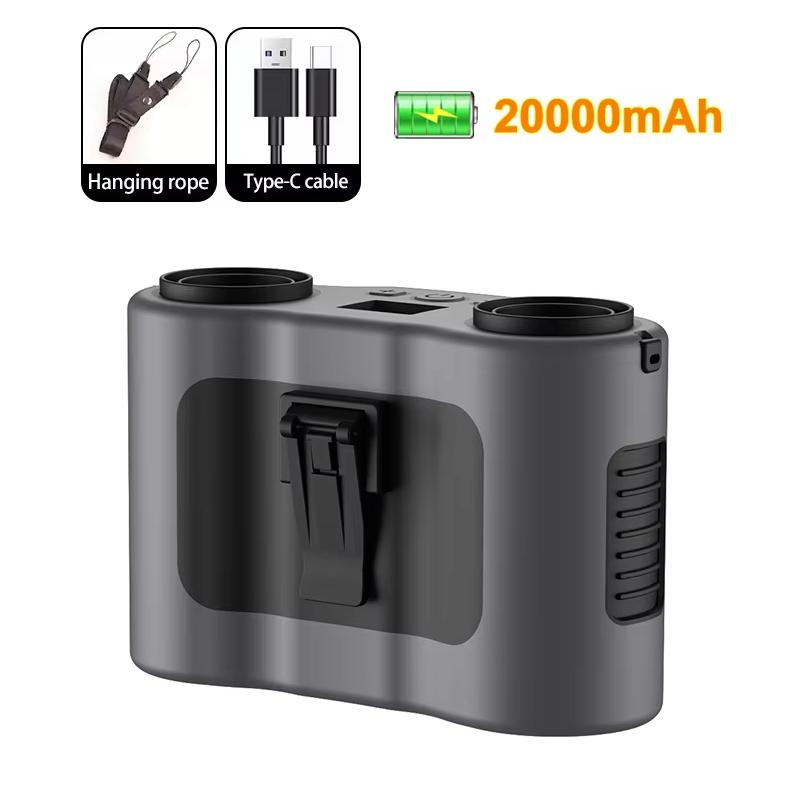 Portable Waist Clip Fan Wearable Mini USB Rechargeable Hanging Fan for Outdoor Working Double Air Outlet Waist Fan 20000Mah