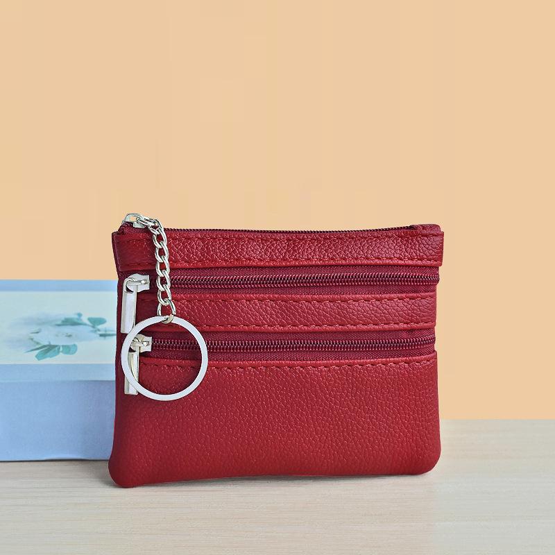 Change bag, women's bag, small card bag, fashionable multi-zipper key bag, mini coin bag, portable macaron color, simple.