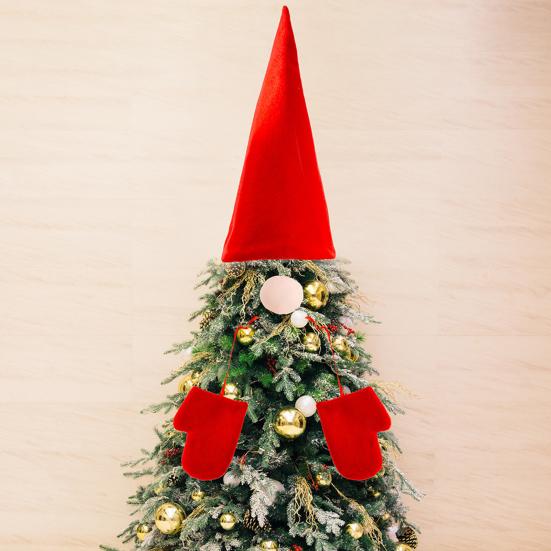Christmas Tree Decoration Non-Woven Fabric Tree Top Hat Gloves Ornament Festive Atmosphere Holiday Decor