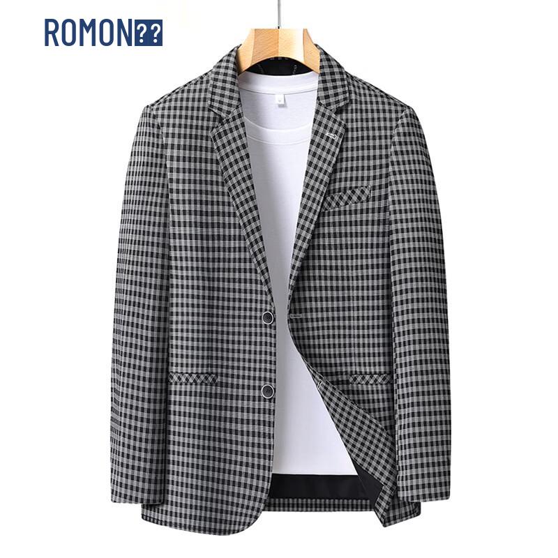 ROMON Men s Lightweight Plaid Blazer M