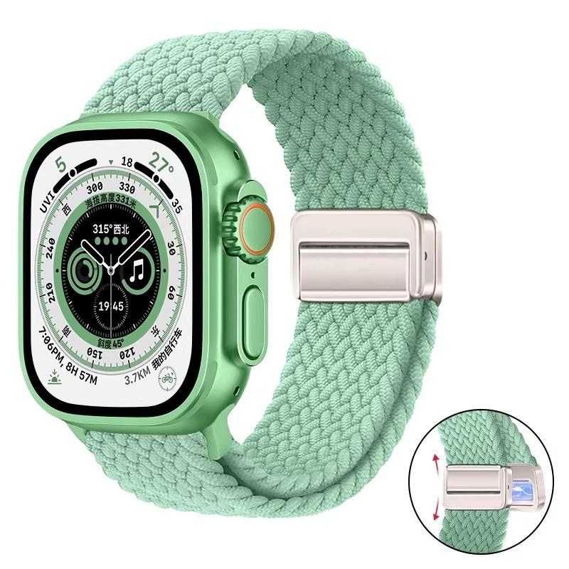 Nylon Braided Band For Apple Watch Series Ultra 3 2 1 49mm 11 10 46mm 42mm 9 8 7 45mm 41mm Magnetic Strap iWatch 6 5 SE 44/40mm Belt