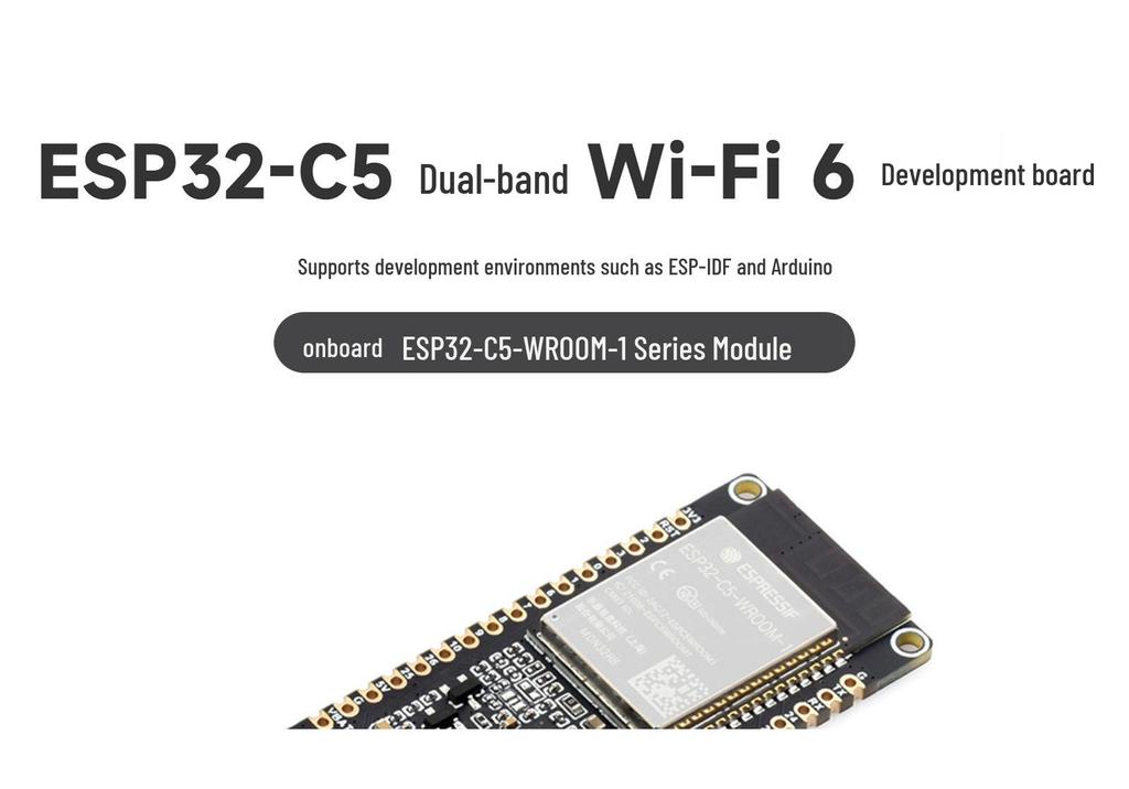 ESP32-C5 Wi-Fi 6 Dual-Band Development Board, 240MHz RISC-V Processor, Multi-Protocol.