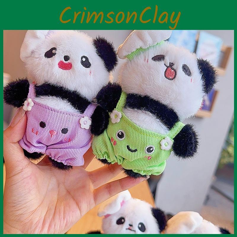 Cute Cartoon Panda Chef Plush Keychain Holder Colorful Pants Gift Accessories
