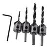 4pcs Three Pointed Woodworking Counterbore Drill 3-6mm HSS Screw Chamfering Drill Bit 5 Flute Countersink Drill Bit Set