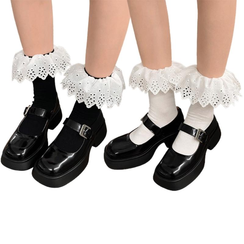 Womens Summer Solid Color Lacy Sock Sweet Daily Jokers Stocking Winter Midi Legwarmers for Daily School Office Girl