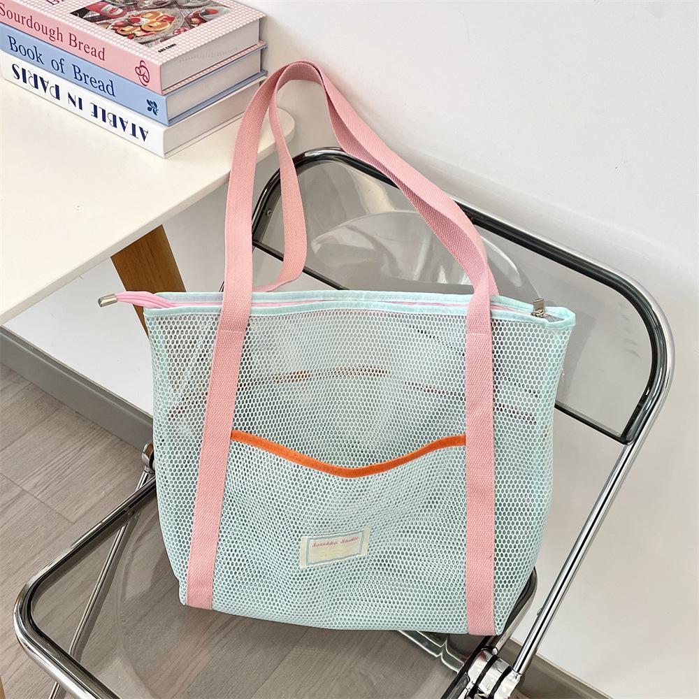 44 beach play mesh hollow storage bag large capacity shoulder bag outdoor portable beach bag