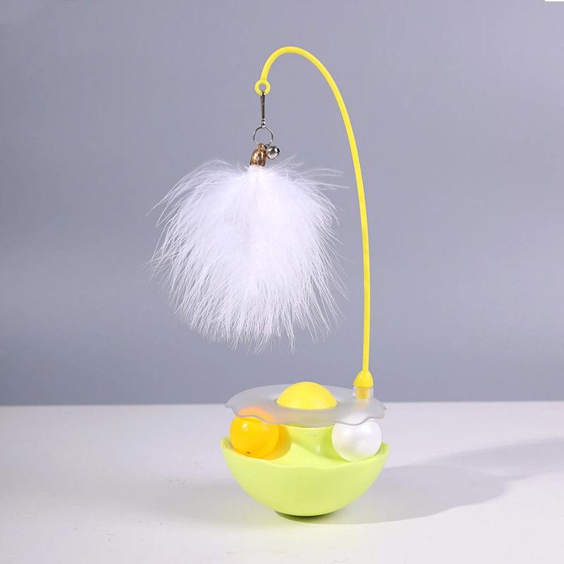 New Interactive Cat Tumbler Toy ABS Base With Feathers Rolling Ball Anti-Bite Turntable Interactive Toy Interesting Pet Supplies