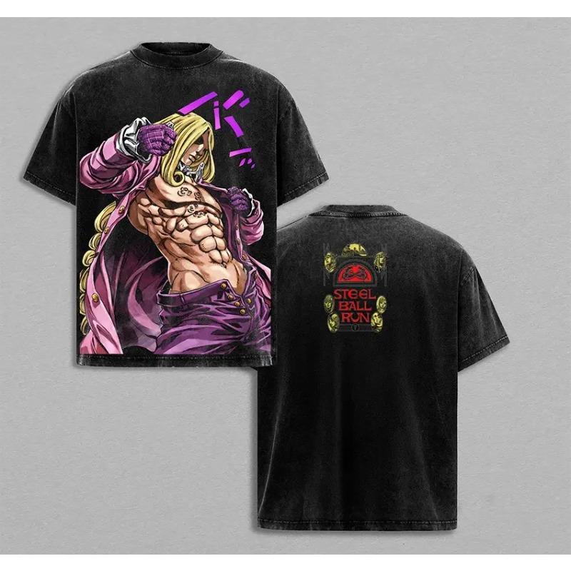 

Аниме JoJo s Bizarre Adventure Графическая Футболка Для Мужчин Одежда С Коротким Рукавом Хлопковая Футболка Хип-Хоп Y2k Винтажные Стираные Футболки S чёрный