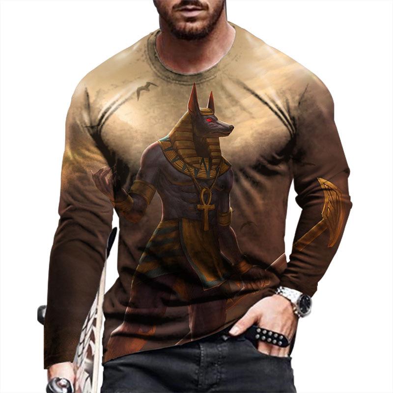 

Модные топы Y2K, мужская футболка с длинными рукавами и круглым вырезом, футболки с 3D принтом пирамиды, повседневная трендовая уличная одежда, мужская одежда 6XL