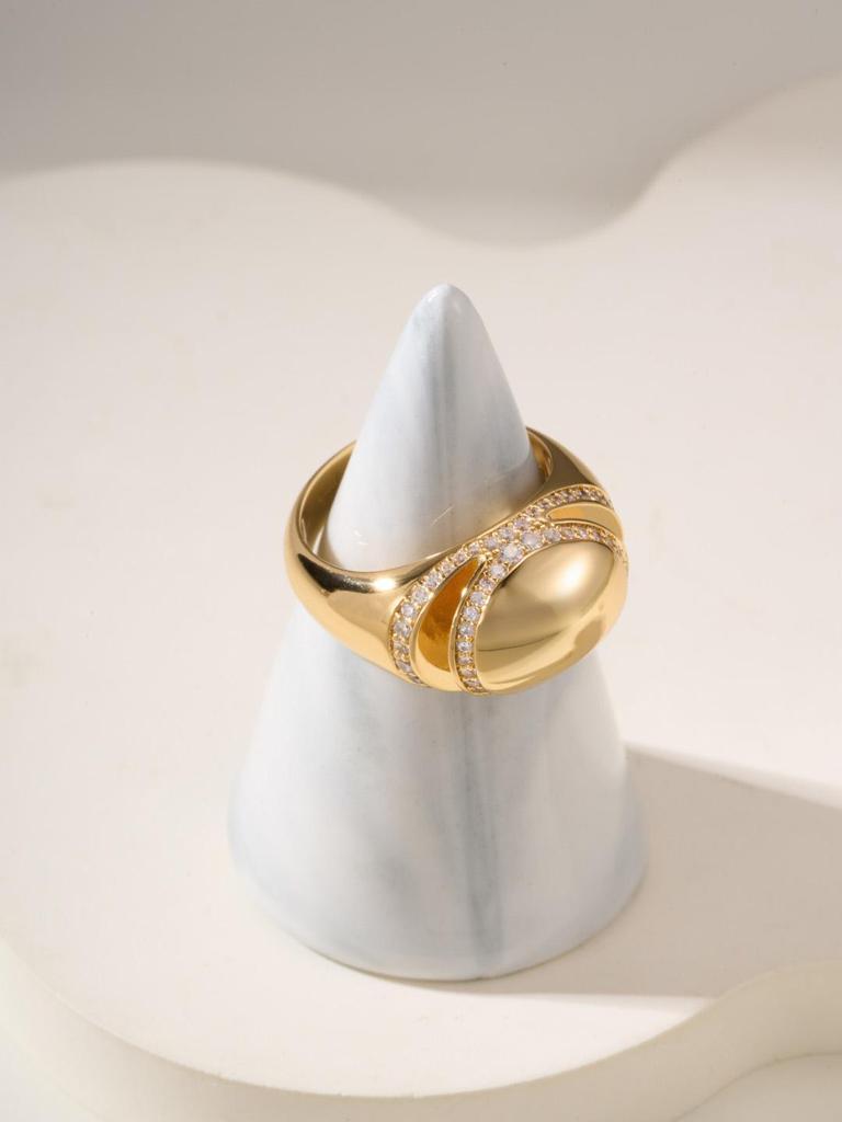 Anello Doppio Colore Uovo d'Oro Piccolo Lavorazione Raffinata Non Sbiadisce e Non Allergico Gioiello Regalo