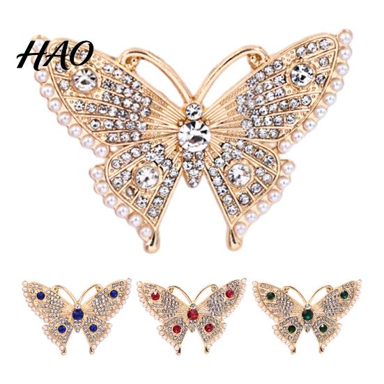 Daily Wear Jewelry Women Rhinestone Butterfly Brooch Pin, Vintage Insect Alloy Badge Elegant Clothing Accessories for Wedding Party Prom Dress