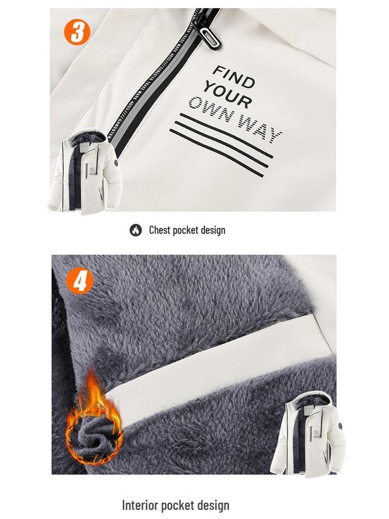 Herren Winter Plus Samt Verdickte Kapuzenjacke für Outdoor-Sport & Freizeit