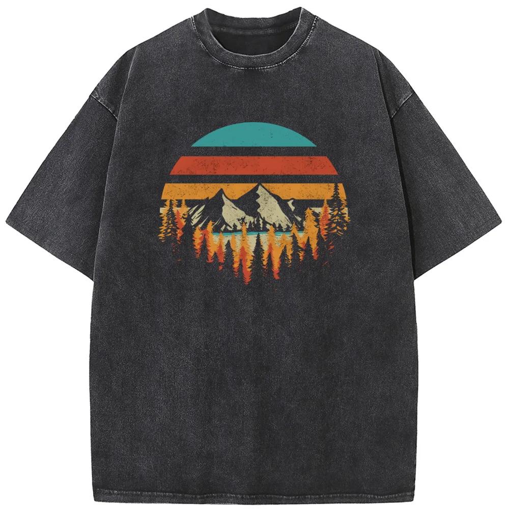 Men's Mountain Forest Deeply Wild Printed Crewneck Short-sleeve T-shirt Men Women Fashion Oversized T-shirt