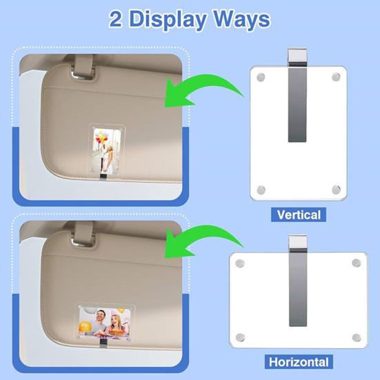 Car Visor Photo Frame Clear Acrylic Photo Holder Clip-on Car Interior Picture Frame Fits Most Visors for Kids Family Photos Couple Keepsake