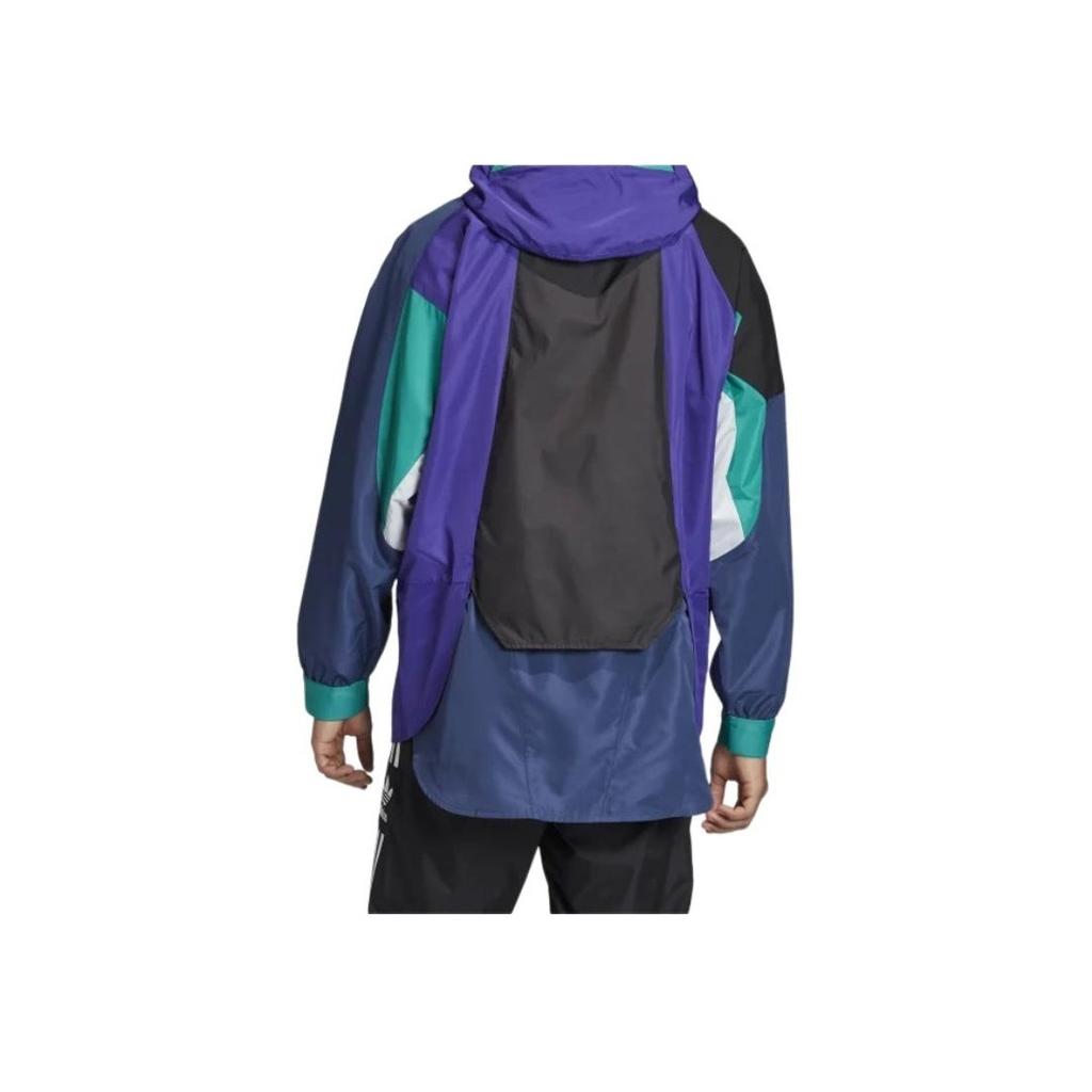 Adidas Originals Trefoil Outdoor Pakkbar Karkaj Patchwork Hettejakke med Glidelås Sportsjakke Herrejakke Blå FM3685