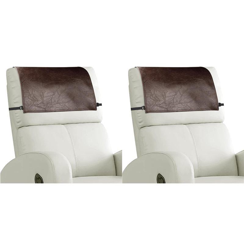 Premium-2X Headrest Cover For Recliner Chair Recliner Headrest Protector Faux Leather Headrest Cover With Elastic Straps Brown коричневый