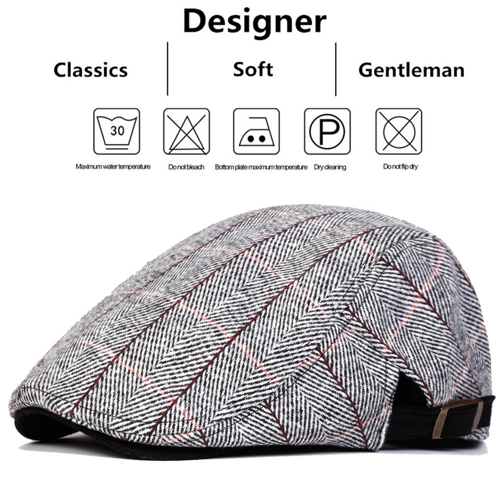 Red Line Thick Herringbone Pattern Beret Cap Street Casual Fashion Caps Men's Artist Painter Hat Peaked Hats