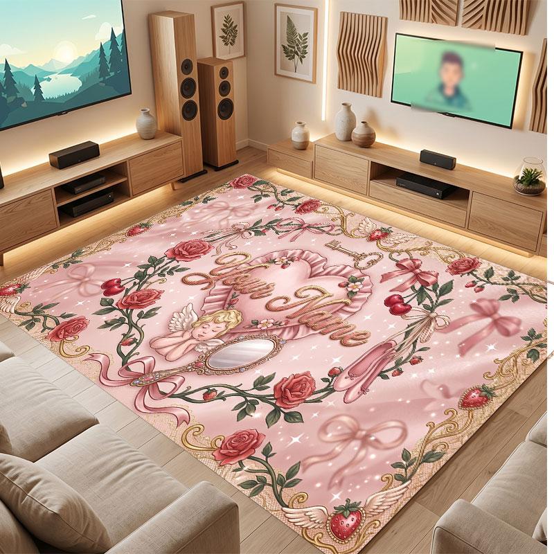 Abstract Personalized Theme Crystal Velvet Floor Rug Personalized Custom Name Text Warm Carpet Home Decoration