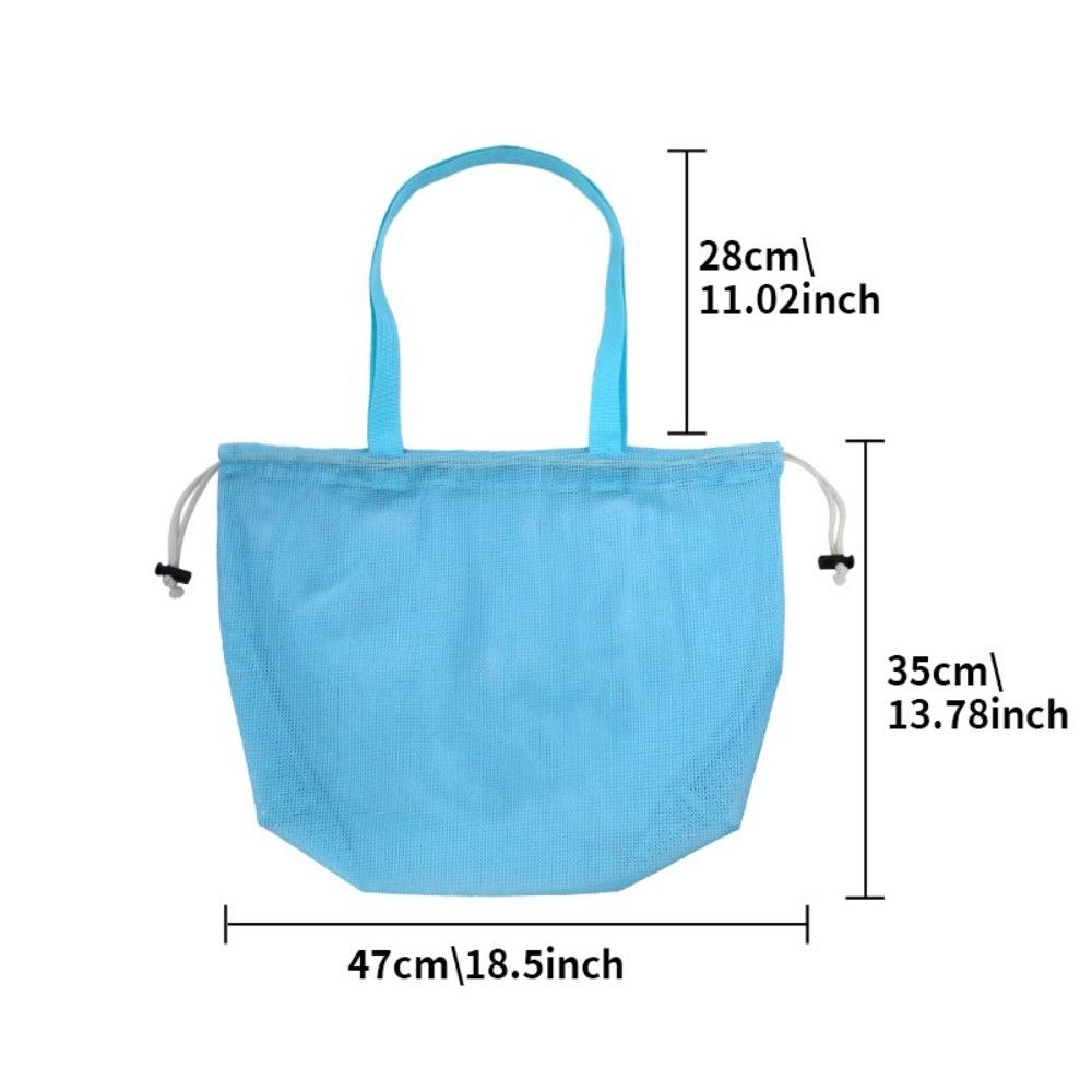 New Drawstring Beach Tote Handbag Waterproof Quick Drying Mesh Bag Washable Shoulder Bag Outdoor