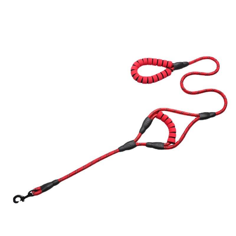 New pet dog products outdoor dog walking leash nylon woven reflective round rope double handle dog leash