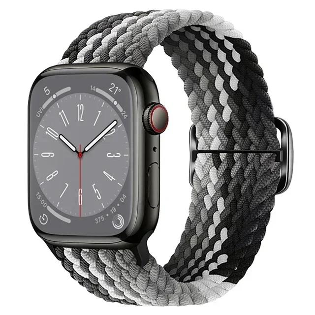 Nylon Strap for Apple Watch Ultra 2 Band 49mm 40mm 44mm 41mm 38 45mm Elastic Braided Loop Bracelet IWatch Series 9 8 7 6 SE 5 4